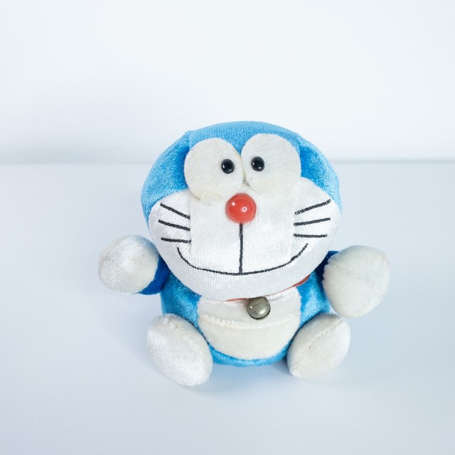 VINTAGE DORAEMON Plush Stuffed Animal Toy Doll With Bell 4” Japan Anime