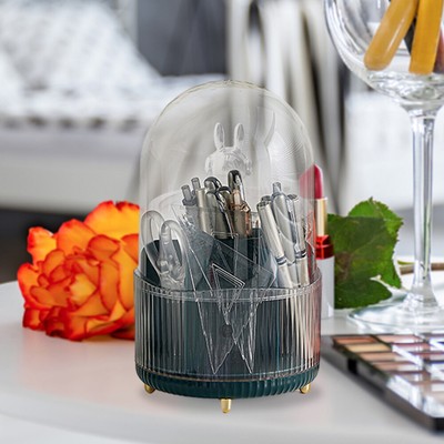 Make-up Pinsel Halter Organizer Eyeliner Vitrine mit 7 Schlitzen Deckel (dunkelgrün)