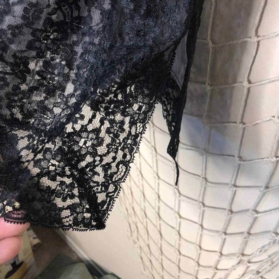 Van Raalte #7880 1955 vintage negro nailon encaje deslizamiento completo 34A Foto 3 de 4