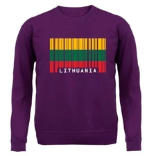 Lithuania Barcode Style Flag - Adult Hoodie / Sweater - Lithuanian Country