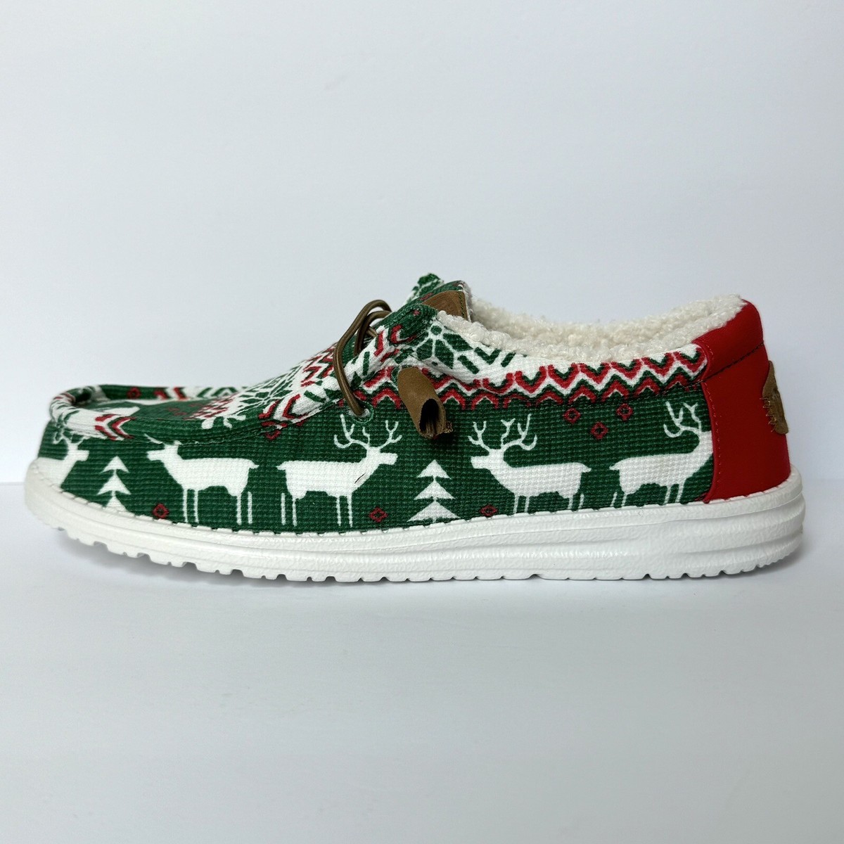 Hey Dude‎ Wally Ugly Sweater Lined Shoes Men\'s Size 10 Green Christmas Reindeer Hey Dude - Brandclub - Hey Dude Men main image 3