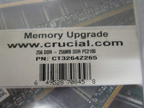 Crucial CT3264Z265, 256MB, DDR, Non ECC, PC-2100, 266Mhz Memory - New/Sealed - Picture 2 of 5