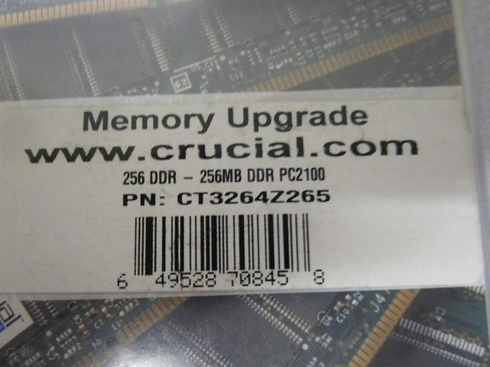 Crucial CT3264Z265, 256MB, DDR, Non ECC, PC-2100, 266Mhz Memory - New/Sealed - Image 2 of 4