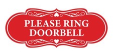 Designer Please Ring Doorbell Sign red Small 1 Pack