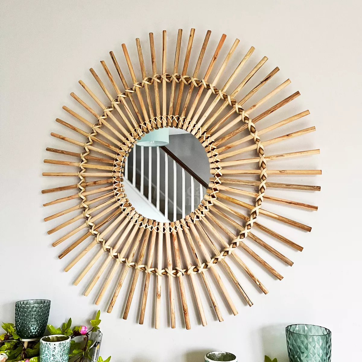 Large clearance rattan mirror