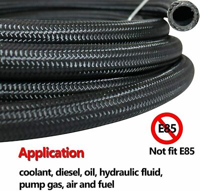 NEW PTFE Teflon AN Fitting Hose Kit - Stainless Steel & Nylon Braided (6AN, Sold By Foot)