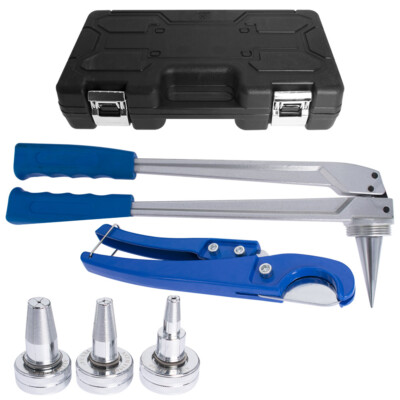 Pex Expander Expansion Tool Kit with 1/2'' 3/4'' 1'' Expansion Head Hard Housing