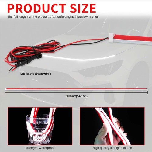 For Ram 1500 2500 3500 Scan Start Up Car LED Hood Light Strip White DRL Running - Picture 2 of 7