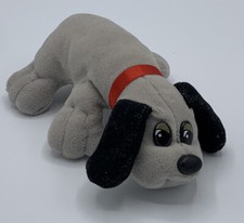 Vintage 1986 Tonka Pound Puppies Plush 7  Gray Red Collar Original