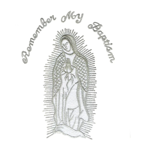 Virgin Mary Santa Maria Guadalupe Applique Patch Baptism Christening Gold Silver