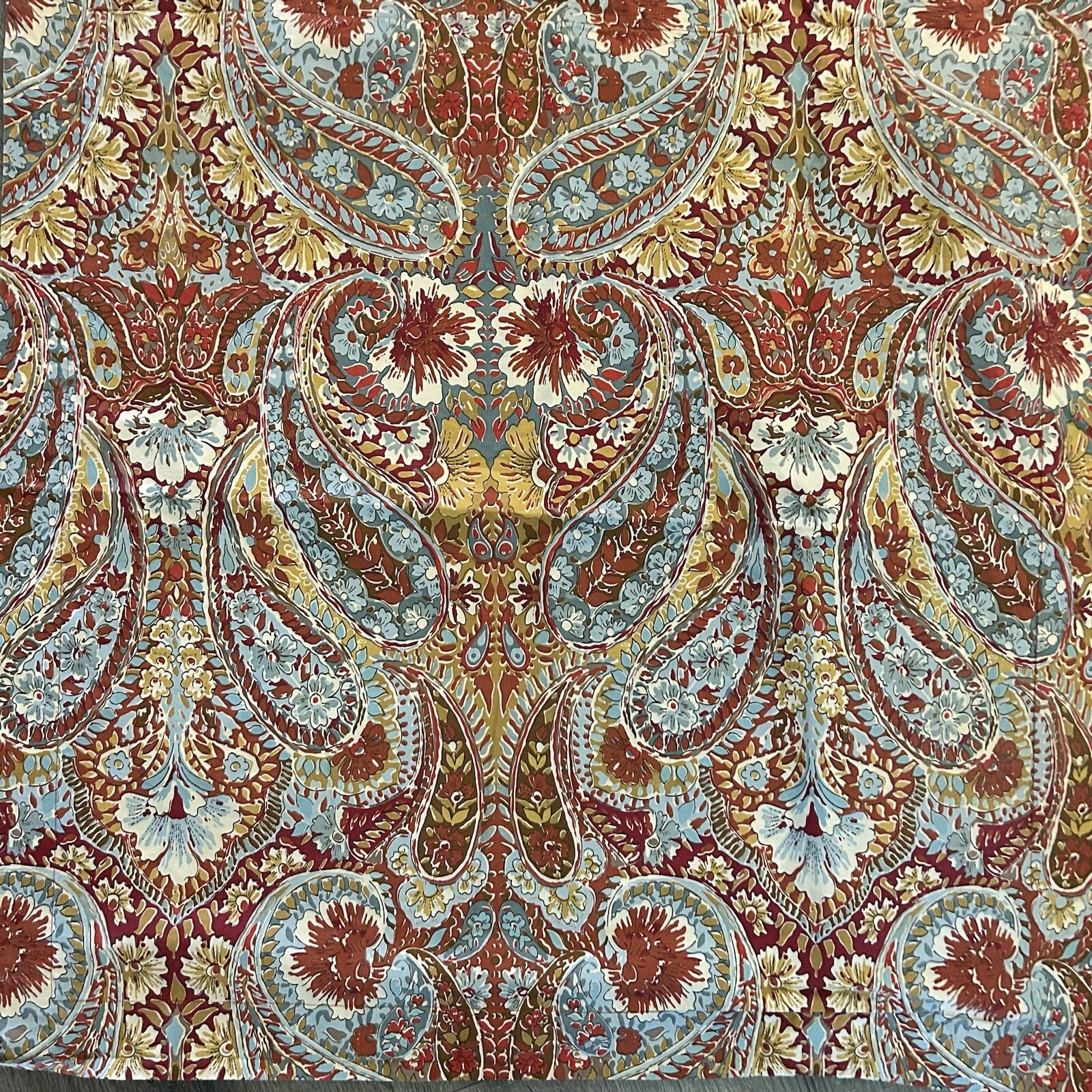 Pottery Barn Caesarea Isreal 2 Paisley Euro Shams Pillow Red Gold Blue