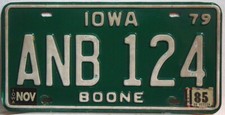 Iowa Nummernschild USA Kennzeichen 1985 Auto Schild License Plate '79 Boone ANB