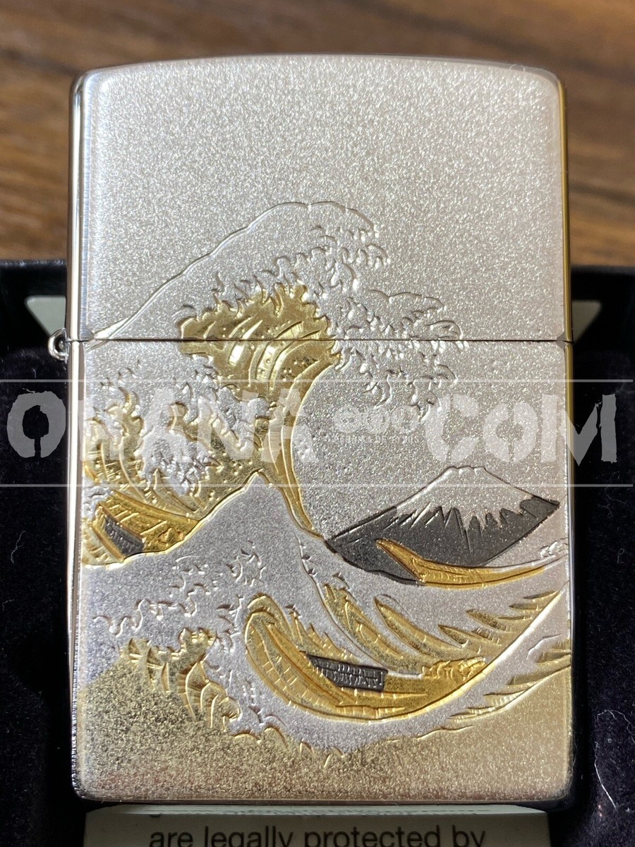 Zippo Mt. Fuji Big Wave Ocean Electroformed Plate Silver Lighter