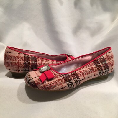 Girls 3M PINK Plaid with RED / Gem Accent Mini-Wedge Pump Size 3M NEW ~ FreeShip