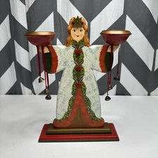Kathe Wohlfahrt Christmas Angel Candleholder Wood Carved Rothenburg Germany