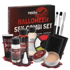 Spezialeffekt Halloween Make Up Set SFX Komplettset mit Kunstblut Latex Zubeh&ouml;r