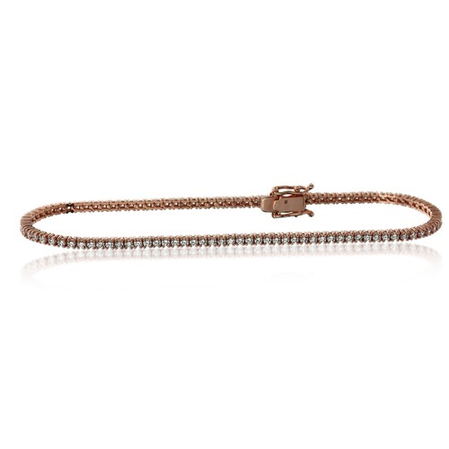 1.5mm Rose Gold Plated Silver 1.5 ct Round CZ Prong Set Tennis Bracelet 7.25in - Picture 2 of 3