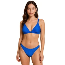 Zaful Royal Blue Textured Triangle Bikini Swimsuit Set Women's Small