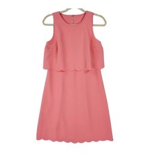 Ann Taylor LOFT Dress Womens 12 Pastel Pink Scalloped A Line Romantic Cottage