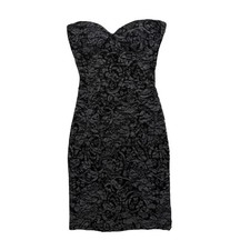 Mystic Strapless Black Gray Brocade Bodycon Dress Size S