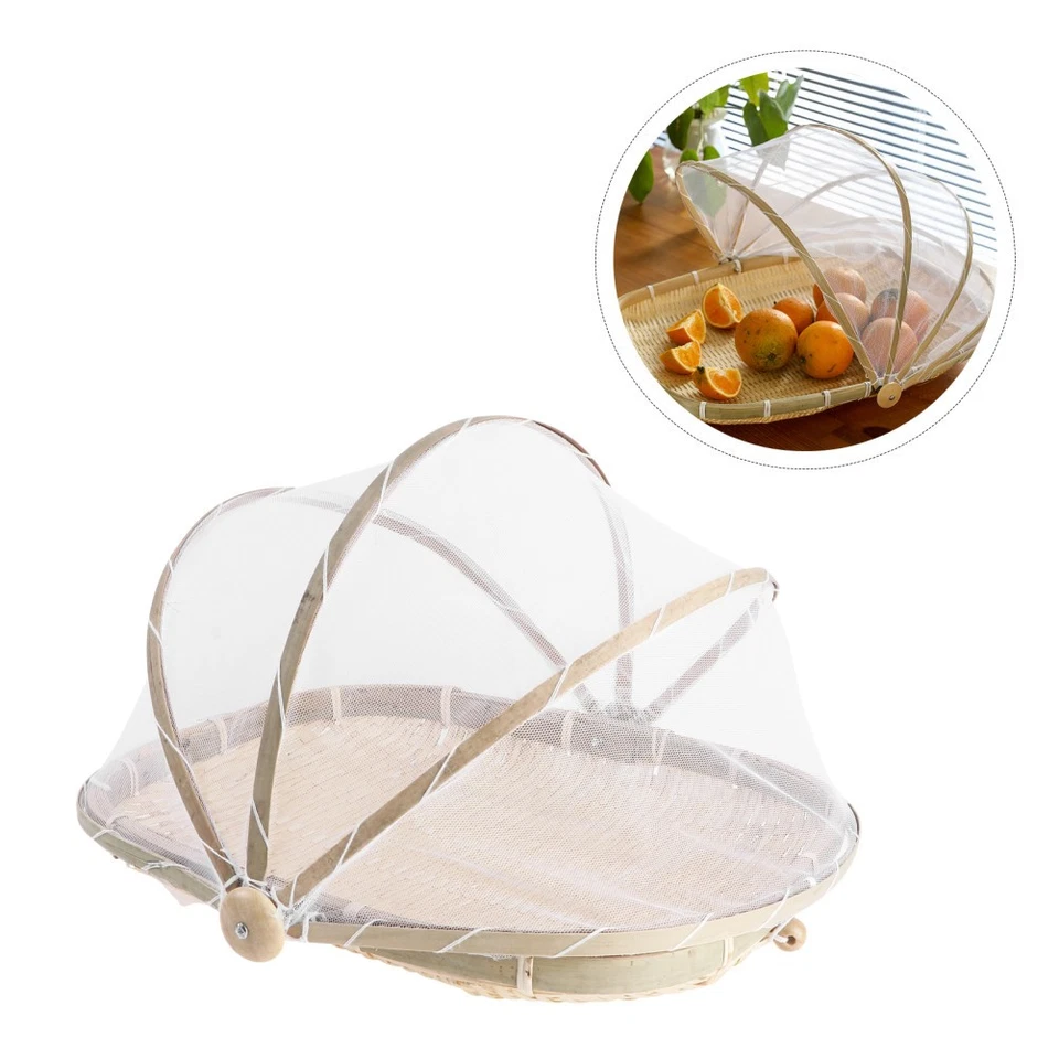 Bread Storage Container Kitchen Bamboo Basket Woven Food Dry Holder