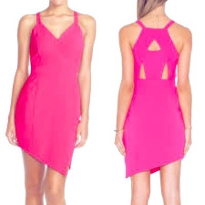 Greylin Hot Pink Villa Mar Sleeveless Asymmetrical Cutout Dress