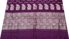 Sushila Vintage Purple Sari Remnant Scrap 100 Pure Silk Zaei Woven Craft Fabric