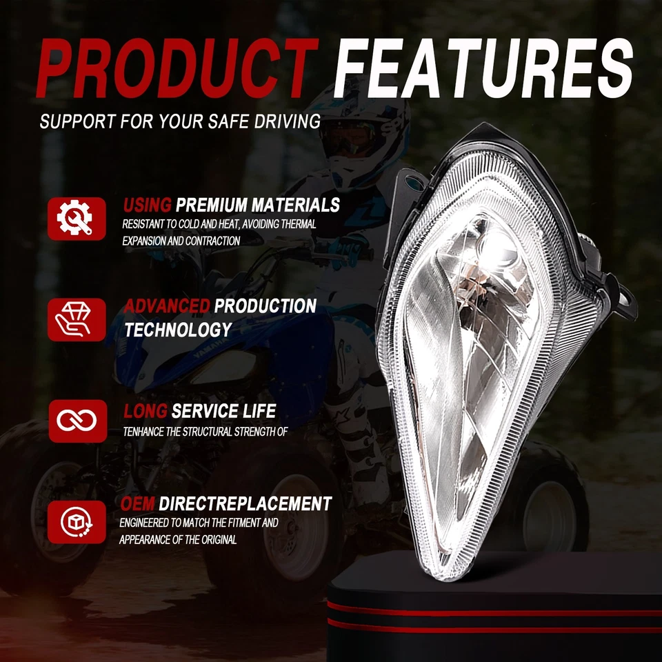 HEADLIGHTS ASSEMBLIES Fit For Yamaha YFZ 450 RAPTOR YFM 250 350 700 2006 - 2022 - Image 3 of 4