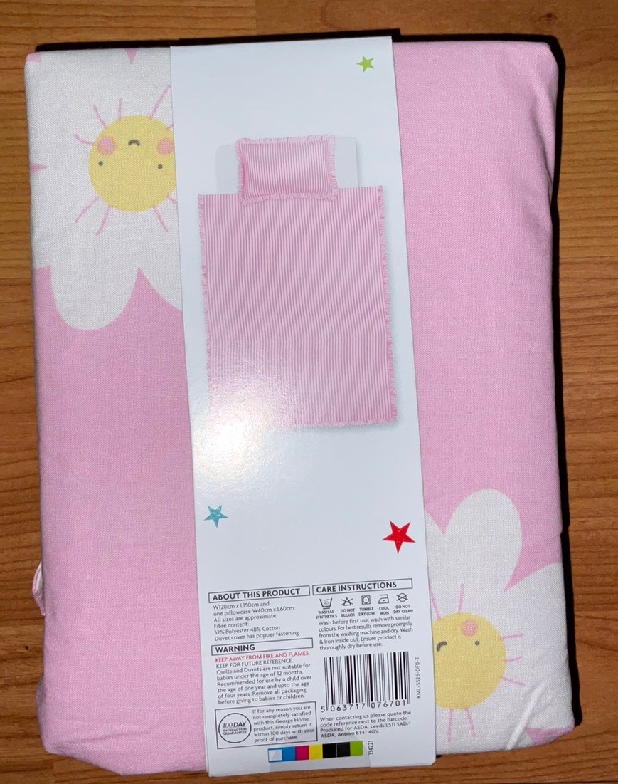Set piumone reversibile stampa margherita GEORGE bambino lettino/letto junior NUOVO foto 5