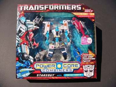 OPENED 100% COMPL TRANSFORMERS POWER CORE COMBINERS STAKEOUT W/ PROTECTOBOTS