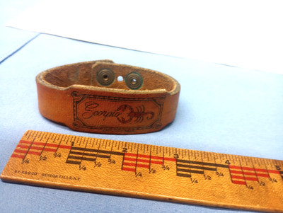 Vintage Leather Scorpio Scorpion Zodiac Cuff Bracelet Astrology 70's