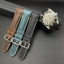 Tudor Black Bay 54 58 Heritage Curved End Leather Straps 20mm 22mm Black Brown