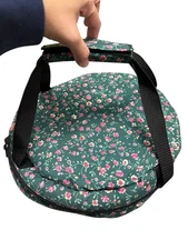 Outer Circle Floral Padded Round Carrier Bag Green Pink Flowers Style 90002
