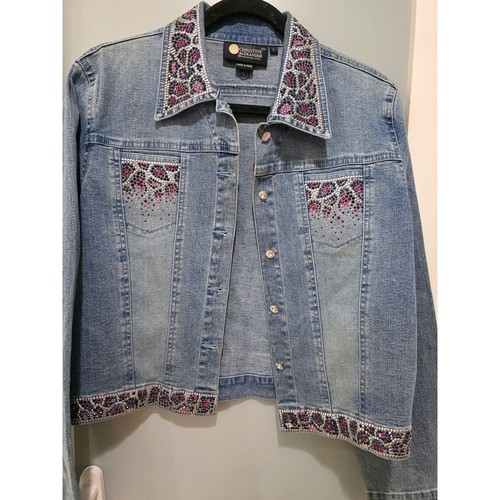 Vintage Christine Alexander Beaded Jeansjacke Damen L Western Bling - Bild 5 von 11
