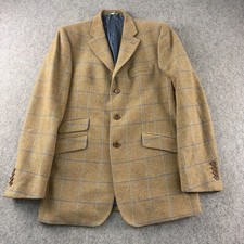 Magee Tweed Blazer Mens UK 40R Brown Check Pure Wool Sport Jacket Ireland K3 OTP