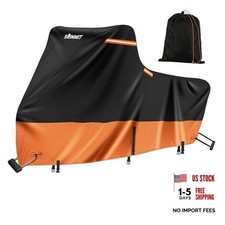 Motorcycle Cover Outdoor, 420D Heavy Duty, 5 2XL 96"x43.3"x55" Black Orange