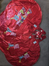 Four 4 HAPPY BIRTHDAY Mylar Balloons, Red 17-18IN Round Foil Helium Balloons