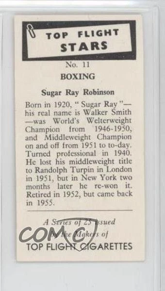 1959 Top Flight Stars Sugar Ray Robinson #11 - Image 2 of 2