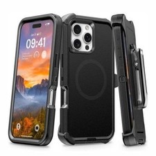 iPhone 16 Pro MagSafe Defender Case with Belt Clip - Black / Black