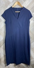 Calvin Klein Navy Blue Notched Neck Sheath Work Dress Women's Size 14 Smart