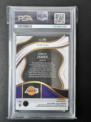 2023-24 Panini Select LeBron James Courtside Zebra Prizm #266 PSA