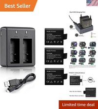 3 Pack 1050mAh Action Camera Batteries & Smart USB Charger - Ultimate Durability