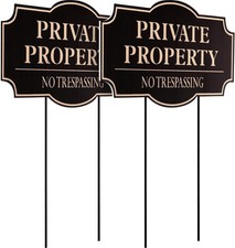 2-Pack No Trespassing Signs, 11.8 X 6.7 Inches, Private Property Decorative Sign
