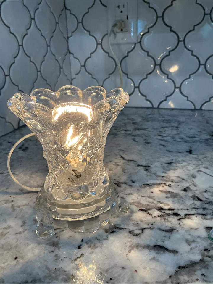 Calentador de tarta de aceite eléctrico de vidrio difusor de fragancia quemador lámpara regulable con aceite Foto 3 de 4