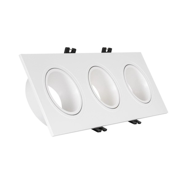 Aro Downlight Cuadrado Basculante para tres Bombillas LED GU10 / GU5.3 Corte