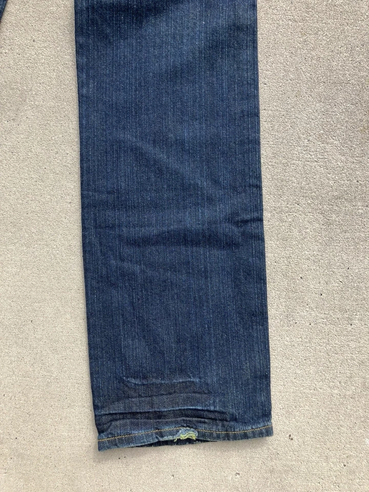 Pantalones de mezclilla desgastados con retazos para hombre 27 vintage lavado diseño único puntada gruesa Foto 2 de 4