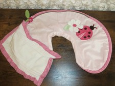 Boppy Luxe 3D Pink Ladybug Flower Nursing Pillow Cover w/Burp Cloth Attached