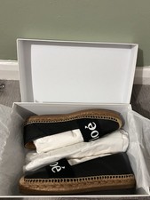 Chloe logo espadrille black leather fabric size 5