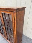 67660  Vintage Glass Front Bookcase with Geometric Wood Inlay — photo 5