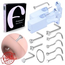 Firstomato 2 Pcs Nose Piercing Gun Kit Hypoallergenic Nose Stud